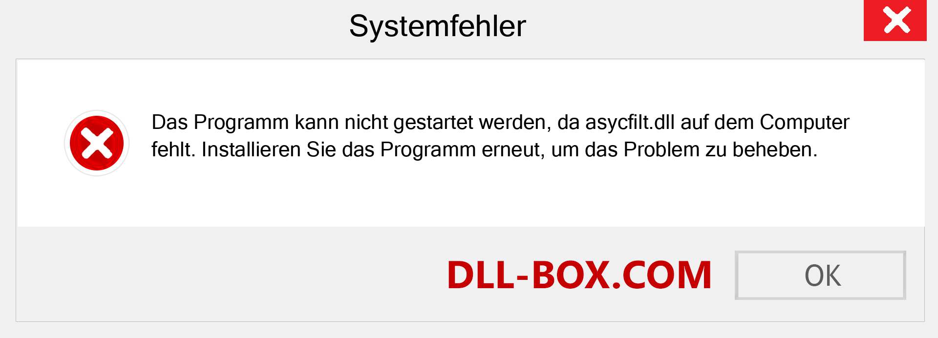 asycfilt.dll-Datei fehlt?. Download für Windows 7, 8, 10 - Fix asycfilt dll Missing Error unter Windows, Fotos, Bildern